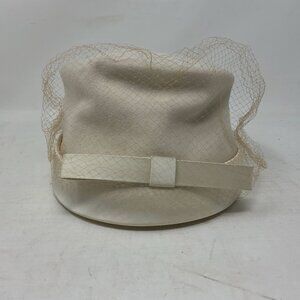 Vintage Valerie Modes Wool Hat With Veil, Winter White, Cream